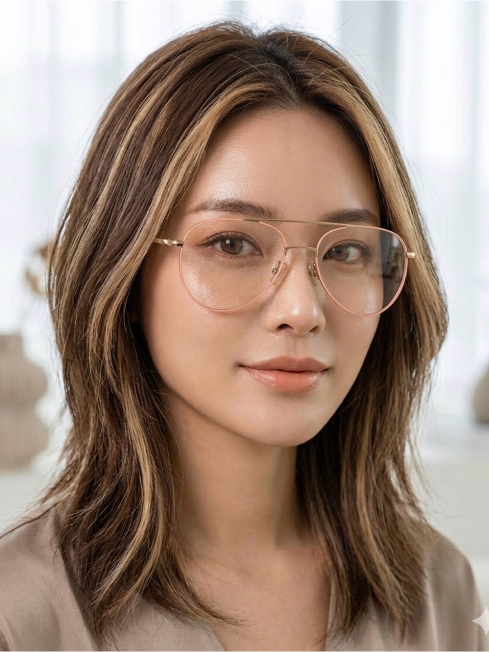 Women's Aviator frame with Pink and gold tone